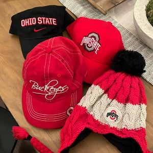 4 piece Ohio State Buckeyes hats. 3 caps and I winter hat